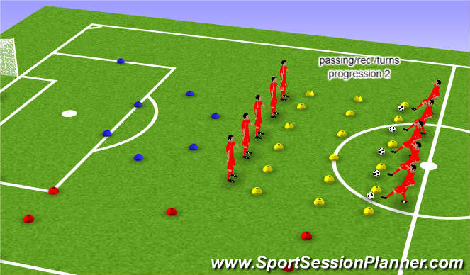 Football/Soccer Session Plan Drill (Colour): Passing seq. 2