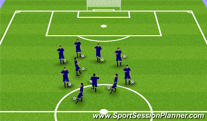 Football/Soccer Session Plan Drill (Colour): Warm Up - Juggling