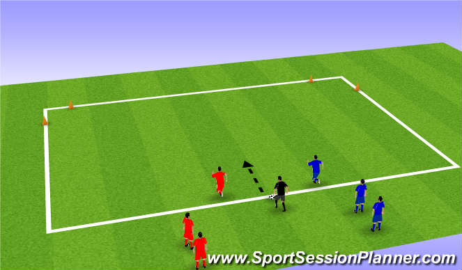 Football/Soccer Session Plan Drill (Colour): 1v1 2v2's set up