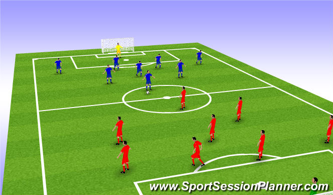 Football/Soccer Session Plan Drill (Colour): 9v9 game with team