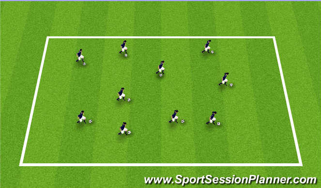 Football/Soccer Session Plan Drill (Colour): Dribble Warm-up