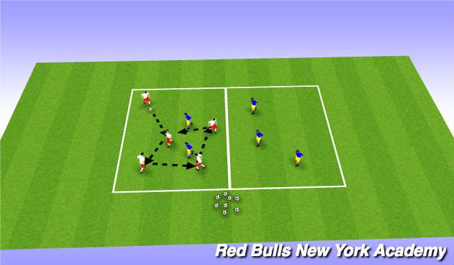 Football/Soccer Session Plan Drill (Colour): 5v2 Pressure Passing Warmup