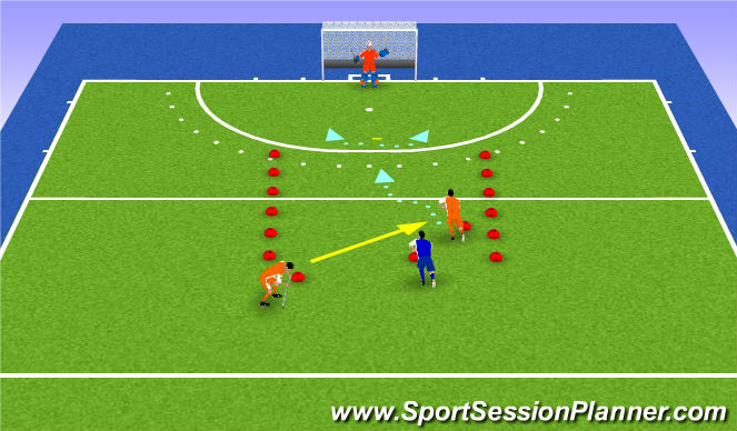 Hockey Session Plan Drill (Colour): Cut Off run