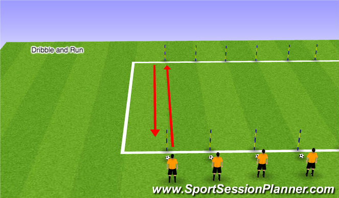 Football/Soccer Session Plan Drill (Colour): 5. Dribble and Run