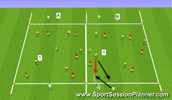 Football/Soccer Session Plan Drill (Colour): possession and dribbling