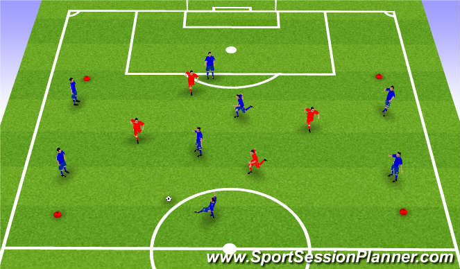 Football/Soccer Session Plan Drill (Colour): 6 v 4 + 2 possession