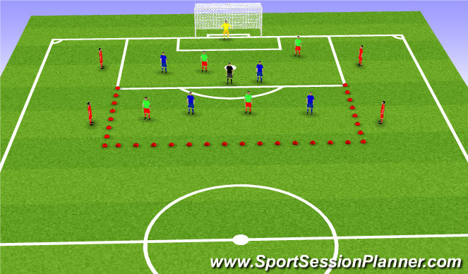 Football/Soccer Session Plan Drill (Colour): 5v4