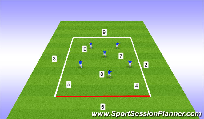 Football/Soccer Session Plan Drill (Colour): 6v6+4 Position Specific Switching Play