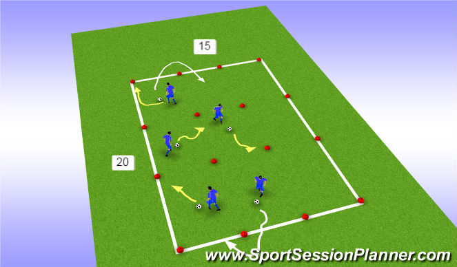 Football/Soccer Session Plan Drill (Colour): Inside-Stepover Dribble