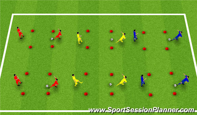 Football/Soccer Session Plan Drill (Colour): Passing squares (pt.1)