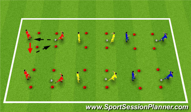 Football/Soccer Session Plan Drill (Colour): Passing squares (pt.2)