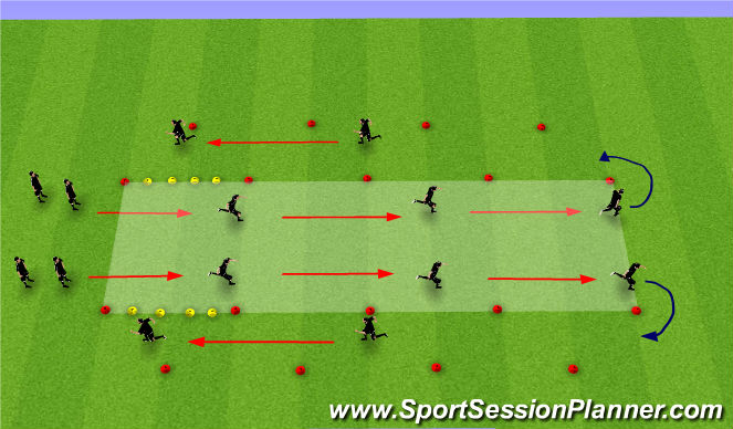 Football/Soccer Session Plan Drill (Colour): FIFA 11+ - WARM UP