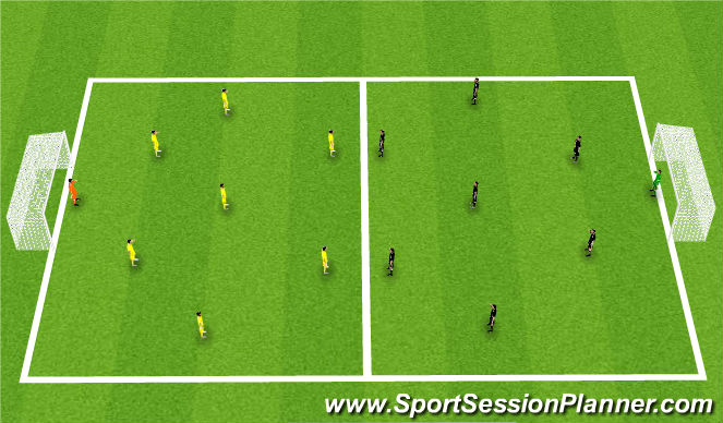 Football/Soccer Session Plan Drill (Colour): Free Play - 8v8 Game