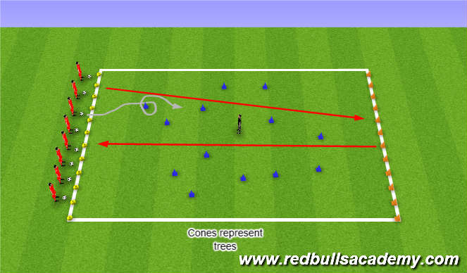 Football/Soccer Session Plan Drill (Colour): Dribble Around the scattered Trees