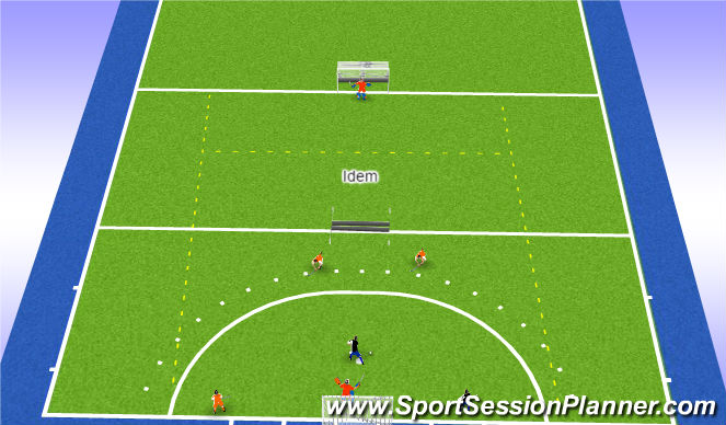 Hockey Session Plan Drill (Colour): Turn-around 1-2 naar 3-2