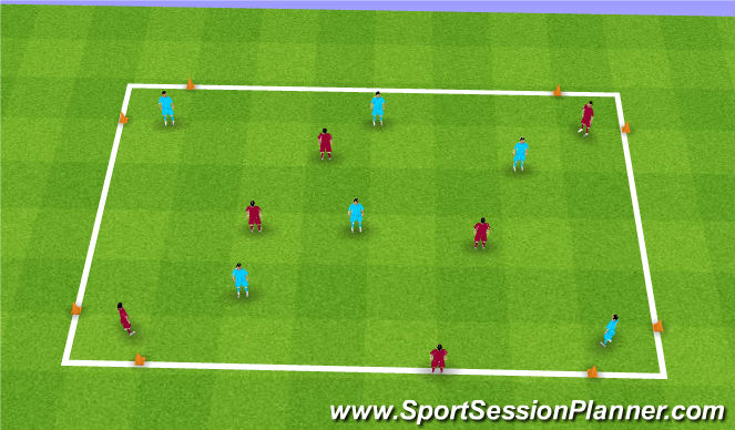 Football/Soccer Session Plan Drill (Colour): 4 Goal Diagonal Game