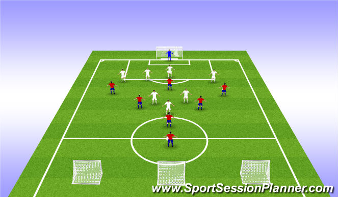 Football/Soccer Session Plan Drill (Colour): 8v7+GK