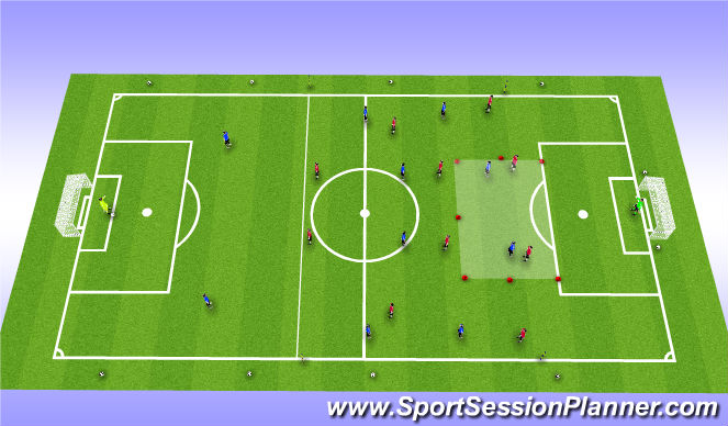 Football/Soccer Session Plan Drill (Colour): 11 vs 11