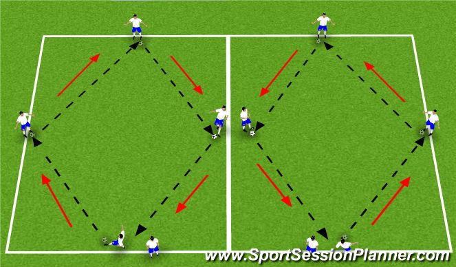 Football/Soccer Session Plan Drill (Colour): Diamond - Passing & Receiving