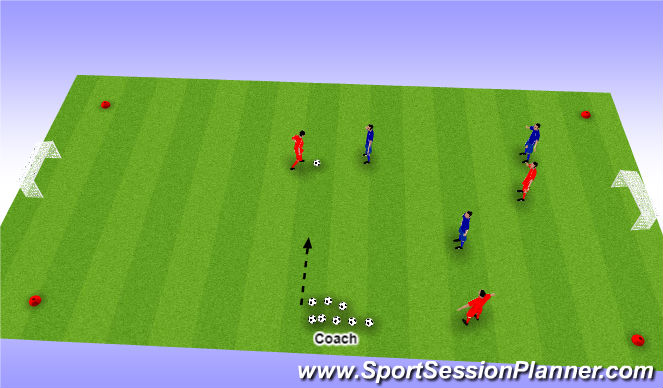 Football/Soccer Session Plan Drill (Colour): U6 - Game 3v3 New Ball