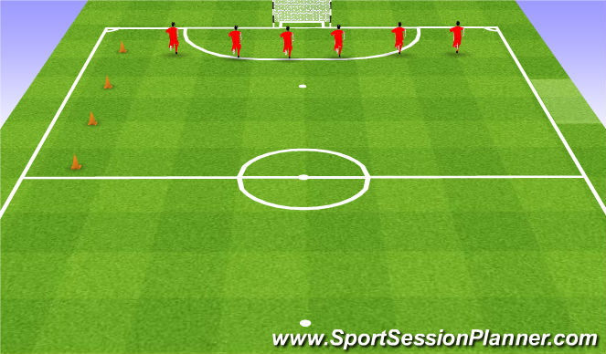 Futsal Session Plan Drill (Colour): Striking into the goal