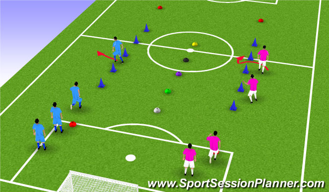 Football/Soccer Session Plan Drill (Colour): Warm-Up In & Out Gates