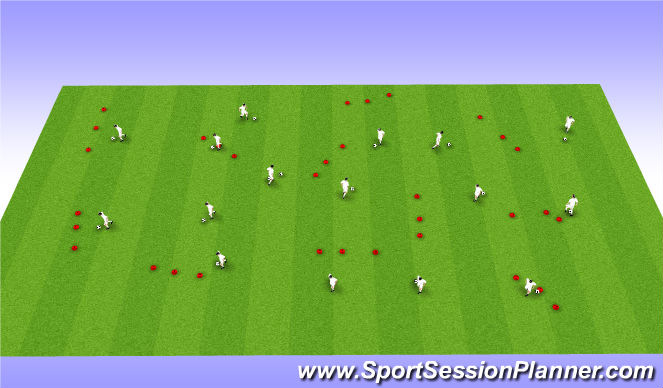 Football/Soccer Session Plan Drill (Colour): Dribbling