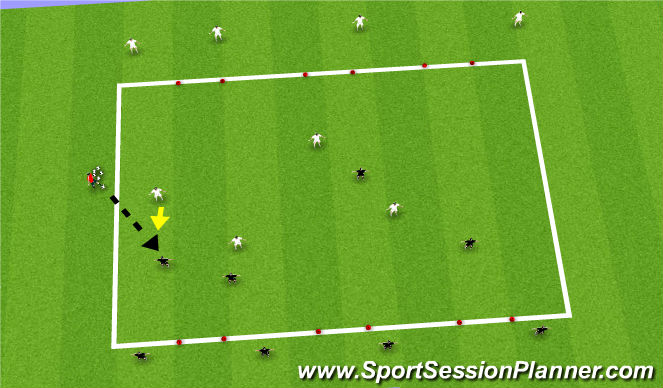 Football/Soccer Session Plan Drill (Colour): 4v4 6 Goal Game