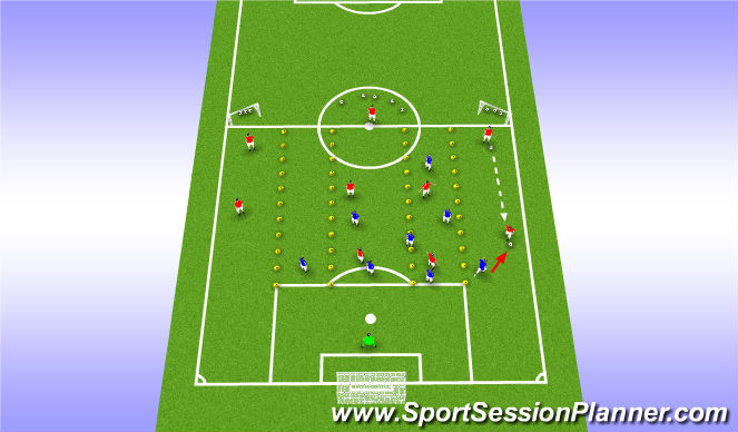 Football/Soccer Session Plan Drill (Colour): Phase of play 1 - Operate in 4, leave 1