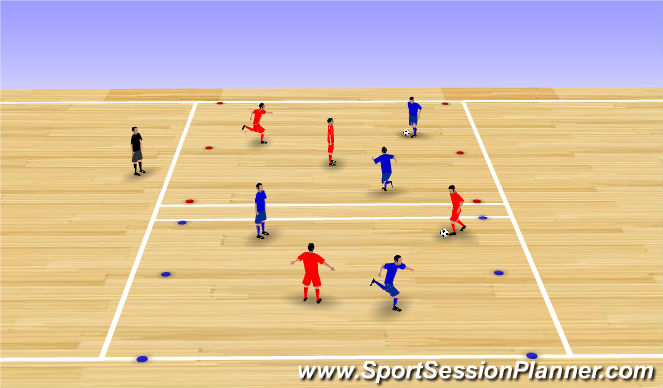 Futsal Session Plan Drill (Colour): 2v2 Zones for Goals