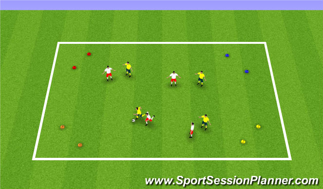 Football/Soccer Session Plan Drill (Colour): SSG: Dribble to 4 Corners