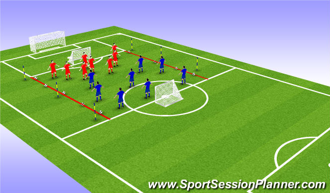 Football/Soccer Session Plan Drill (Colour): 6v6 Condtioing Game
