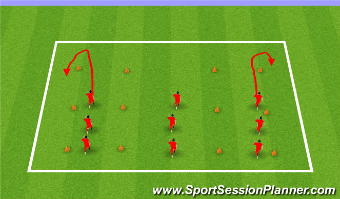 Football/Soccer Session Plan Drill (Colour): Coordinated Warm-Up