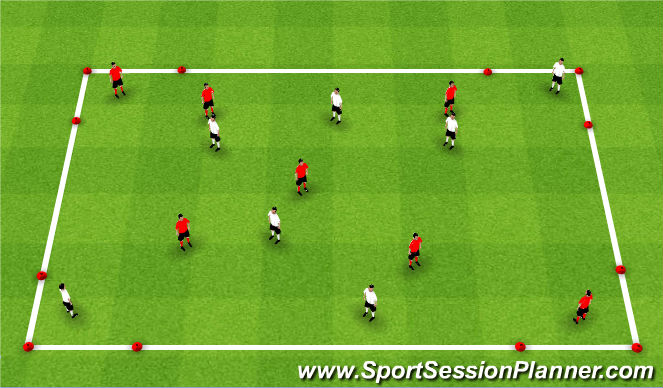 Football/Soccer Session Plan Drill (Colour): Diagonal Targets