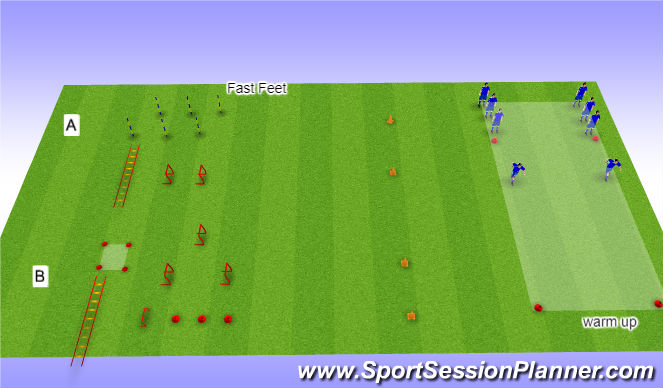 Football/Soccer Session Plan Drill (Colour): Warm Up & Fast Feet