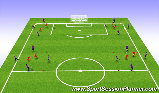 Football/Soccer Session Plan Drill (Colour): Rondons 4v2