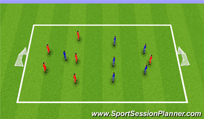 Football/Soccer Session Plan Drill (Colour): Global - SSG Defending