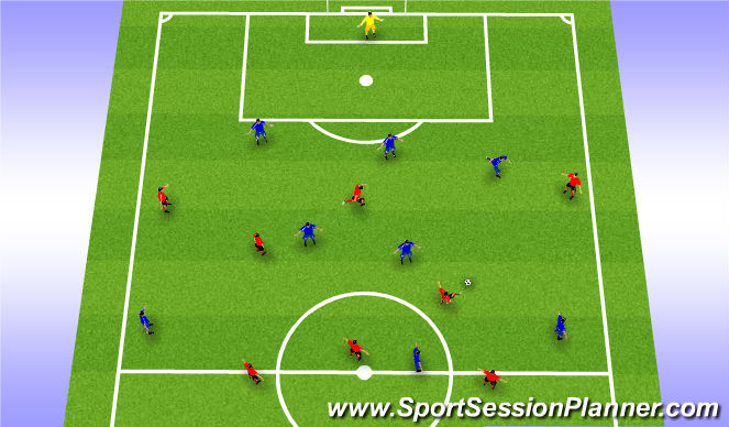 Football/Soccer Session Plan Drill (Colour): Diagonal Run from the 9 (Scenario 1)