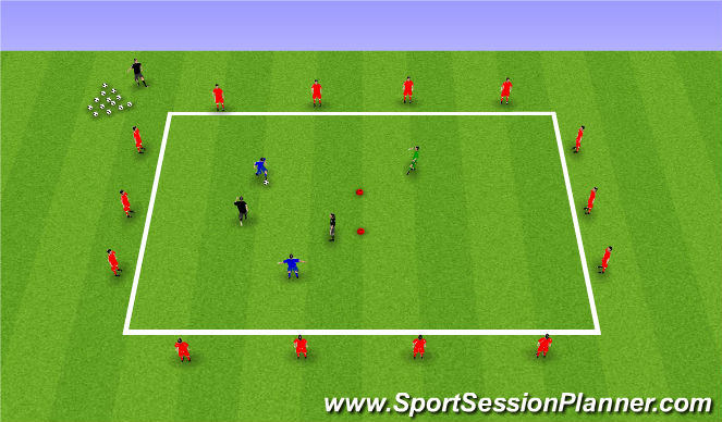 Football/Soccer Session Plan Drill (Colour): 2v2+1