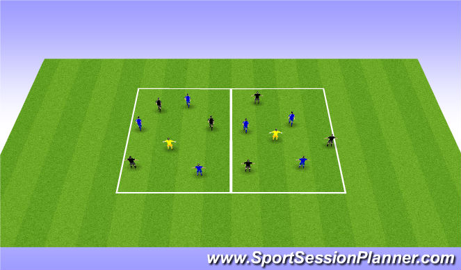 Football/Soccer Session Plan Drill (Colour): 3 v 3 + 1