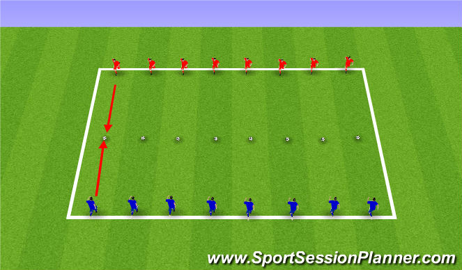 Football/Soccer Session Plan Drill (Colour): Speed with/without ball 10 mins