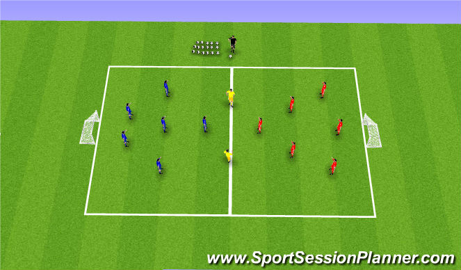 Football/Soccer Session Plan Drill (Colour): 6v6+2