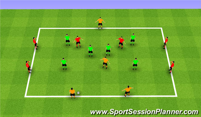 Football/Soccer Session Plan Drill (Colour): Positional Possession: 6v6+4