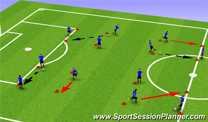 Football/Soccer Session Plan Drill (Colour): Technical: Passing & Recieving (15 Min)