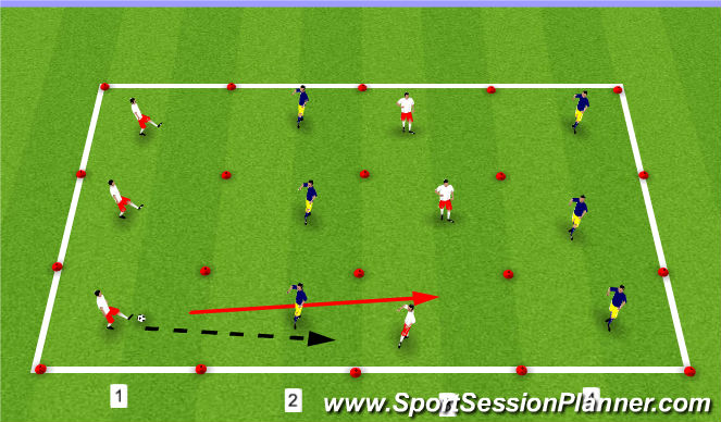 Football/Soccer Session Plan Drill (Colour): Exercise 2: 2v2.