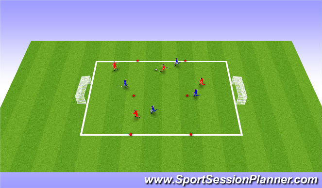 Football/Soccer Session Plan Drill (Colour): SSG w/goals closer together