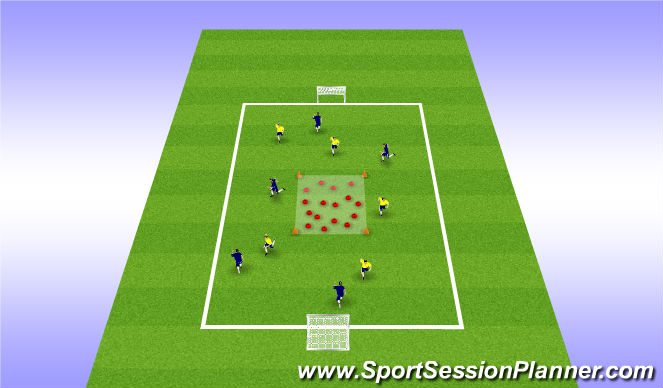 Football/Soccer Session Plan Drill (Colour): 5v5 with central restriction