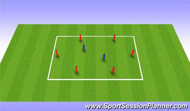Football/Soccer Session Plan Drill (Colour): 6 vs 2 Warm Up