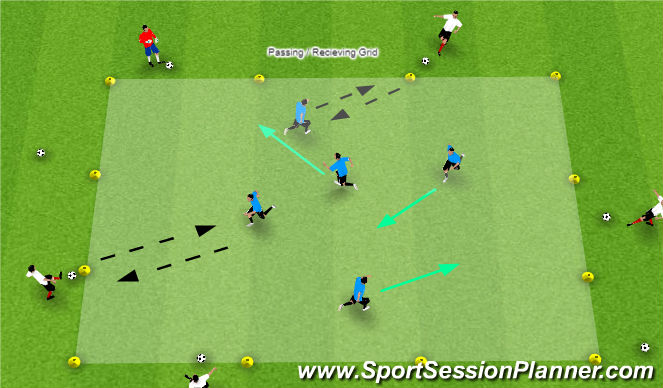 Football/Soccer Session Plan Drill (Colour): Passing/Recieving Grid