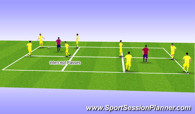 Football/Soccer Session Plan Drill (Colour): Squares 4 v 1